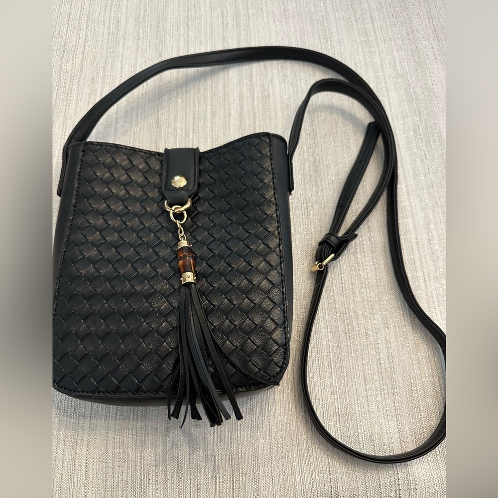Woven look crossbody bag